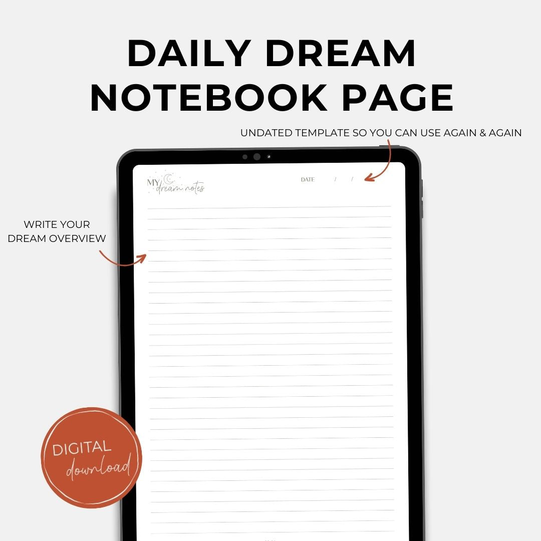 Digital Dream Journal, 8 pages BUNDLE, Digital Download, Printable, Dream Tracker/ Dairy/ Planner, Sleep Tracker, Sleep Journal