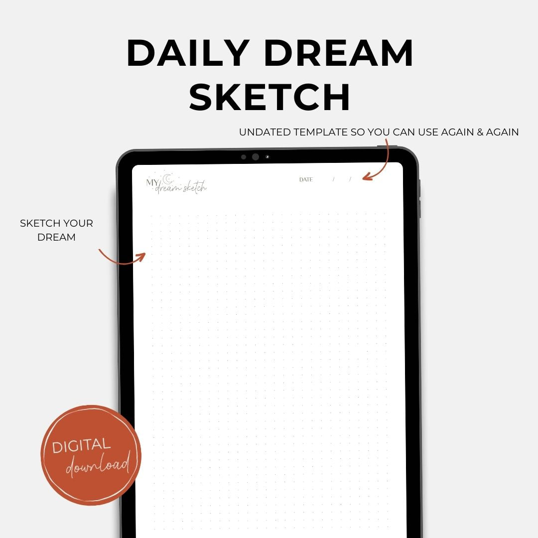 Digital Dream Journal, 8 pages BUNDLE, Digital Download, Printable, Dream Tracker/ Dairy/ Planner, Sleep Tracker, Sleep Journal
