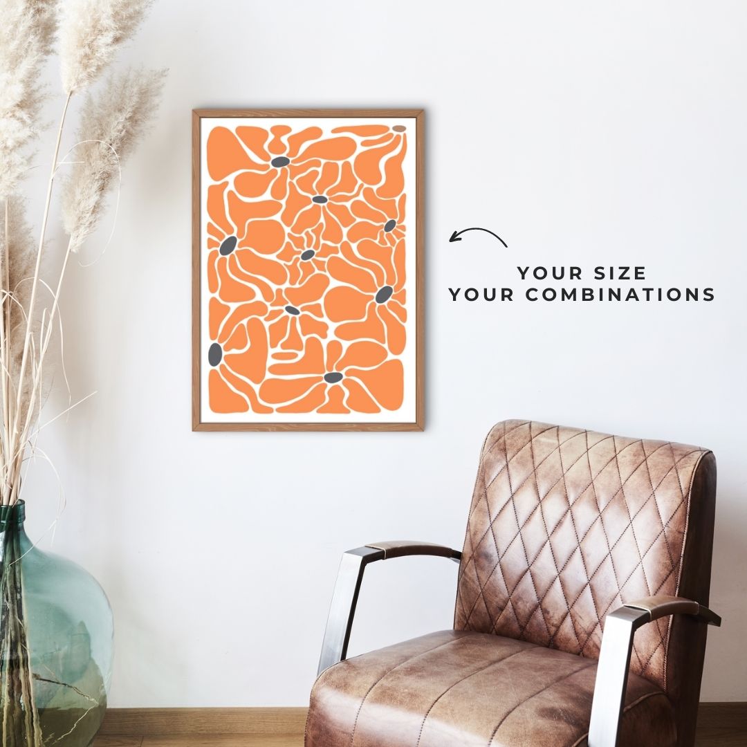 Retro Flower Digital Download, Gedruckte Kunst, Abstrakte Wandkunst, Bunte Wandkunst, Kunstdruck, Blumen Print, Illustration, Printable Art