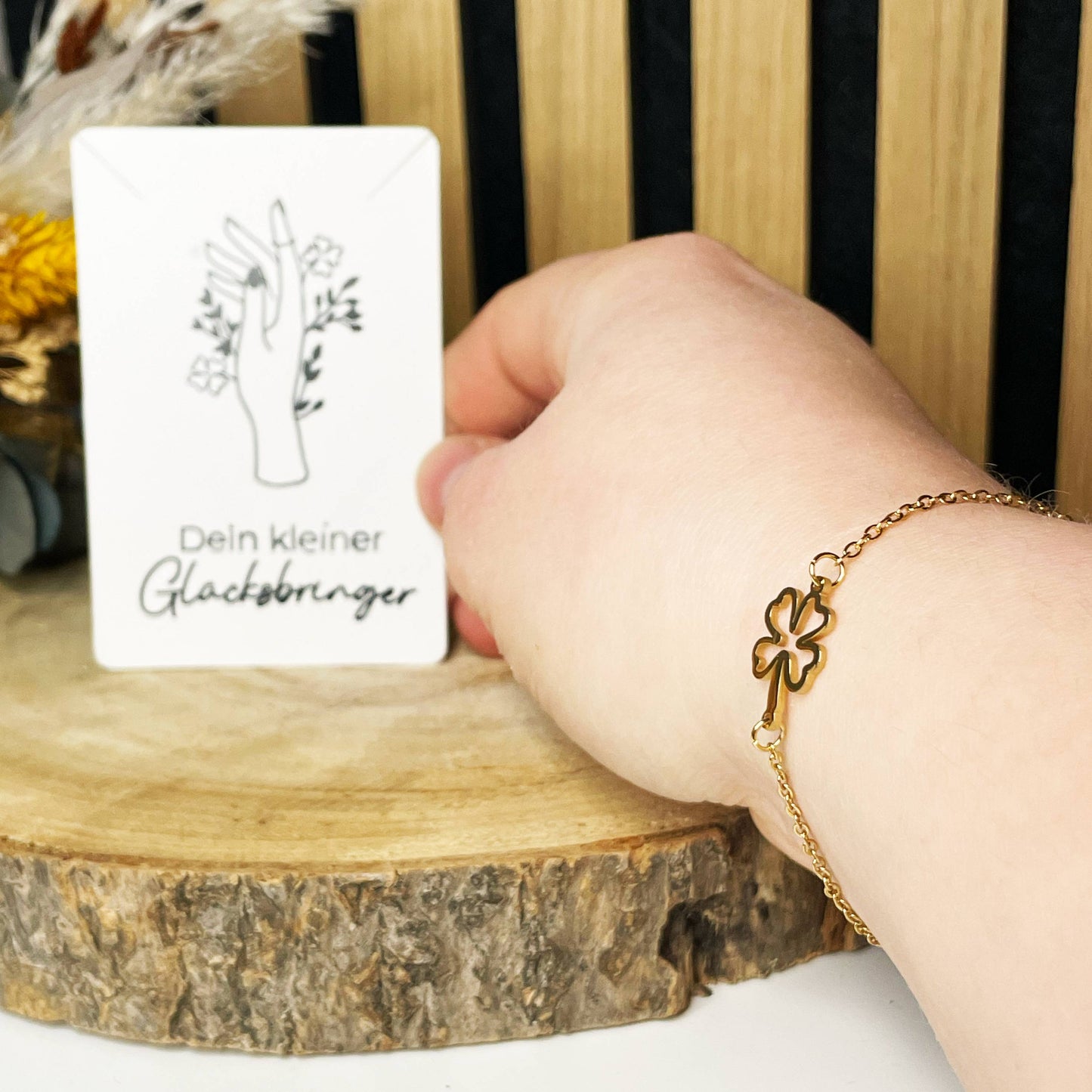 Damen Armband vergoldet mit süßer Karte | Dein kleiner Glücksbringer
