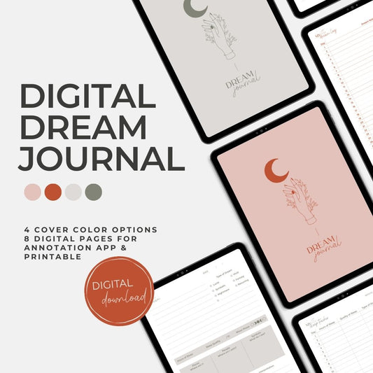 Digital Dream Journal, 8 pages BUNDLE, Digital Download, Printable, Dream Tracker/ Dairy/ Planner, Sleep Tracker, Sleep Journal