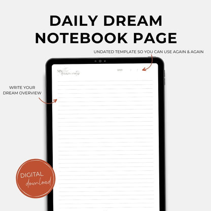 Digital Dream Journal, 8 pages BUNDLE, Digital Download, Printable, Dream Tracker/ Dairy/ Planner, Sleep Tracker, Sleep Journal