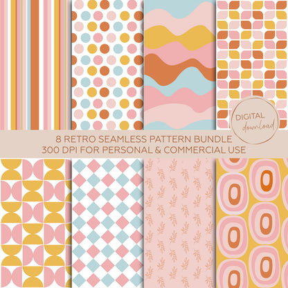 8 Retro Seamless Pattern Bundle • 300 dpi • for personal & commercial use