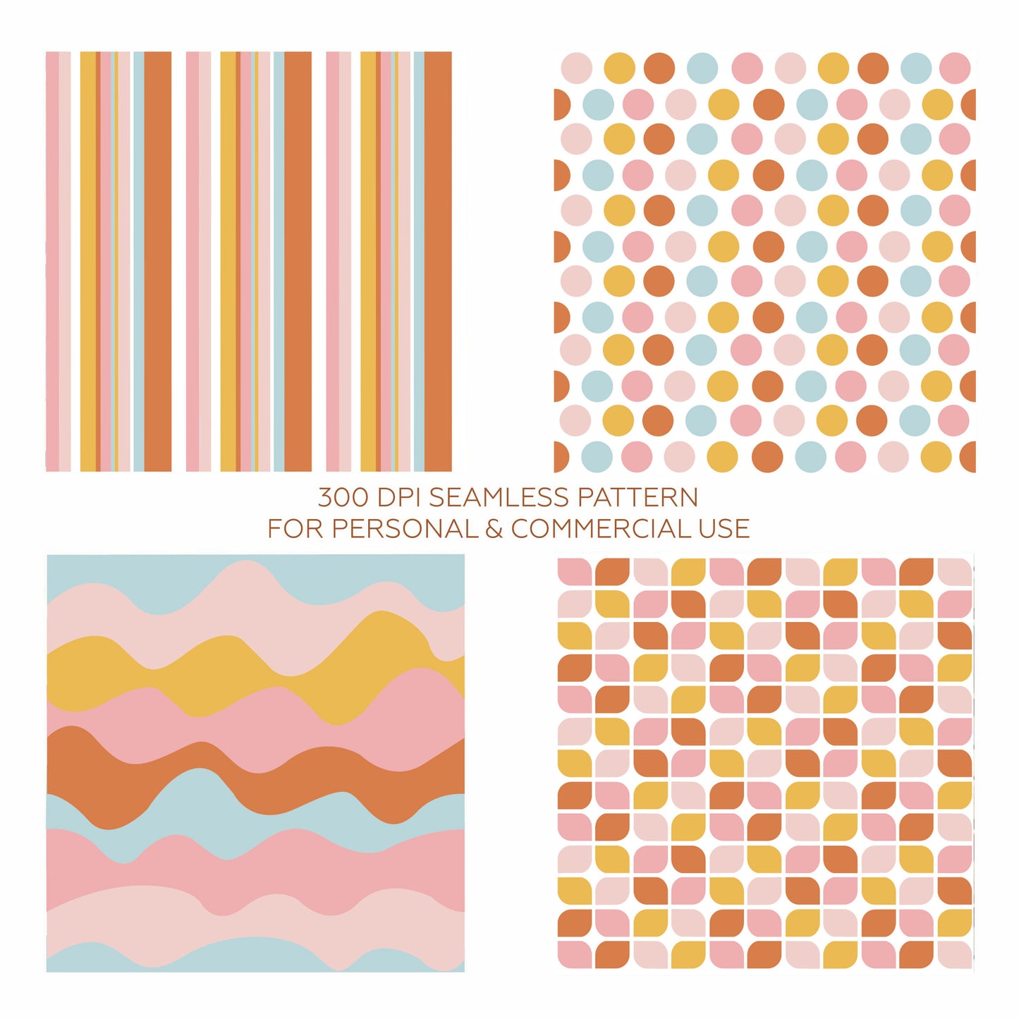 8 Retro Seamless Pattern Bundle • 300 dpi • for personal & commercial use