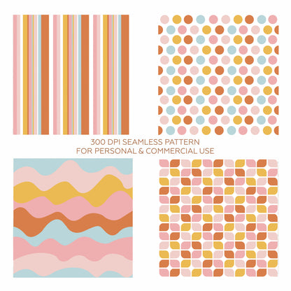 8 Retro Seamless Pattern Bundle • 300 dpi • for personal & commercial use